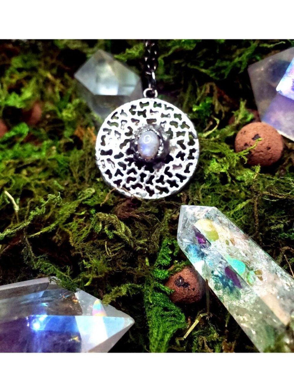 Moonstone crystal necklace